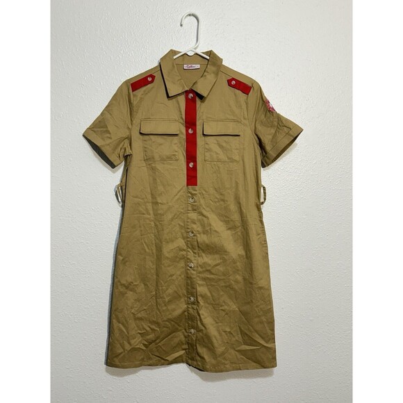 The Delta Box Womens Khaki Delta Sigma Theta Police Button Up Shirt Size Small - Picture 1 of 11